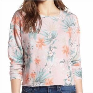 Sundry pink tropical floral Hawaiian patterned top